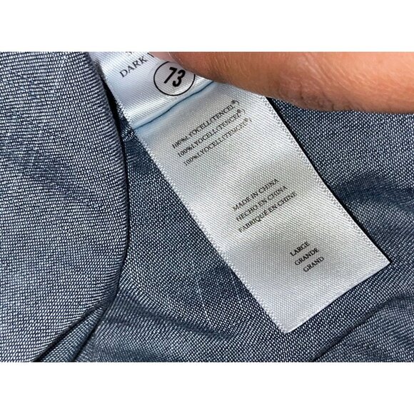 Rails Shawna  Long-Sleeve Smocked Waist Button-Front Denim Women's Dress Size L - Picture 11 of 11